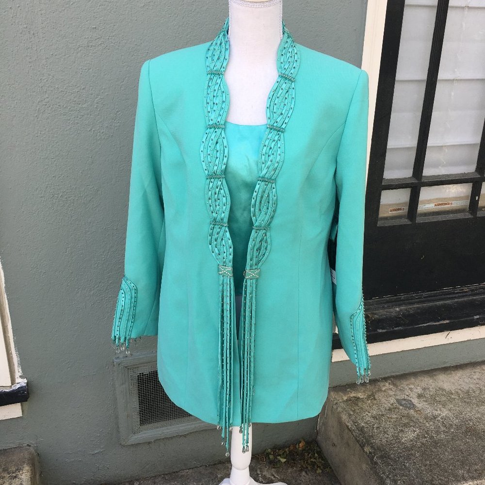 Beautiful Beaded Teal Jacket - Size 10